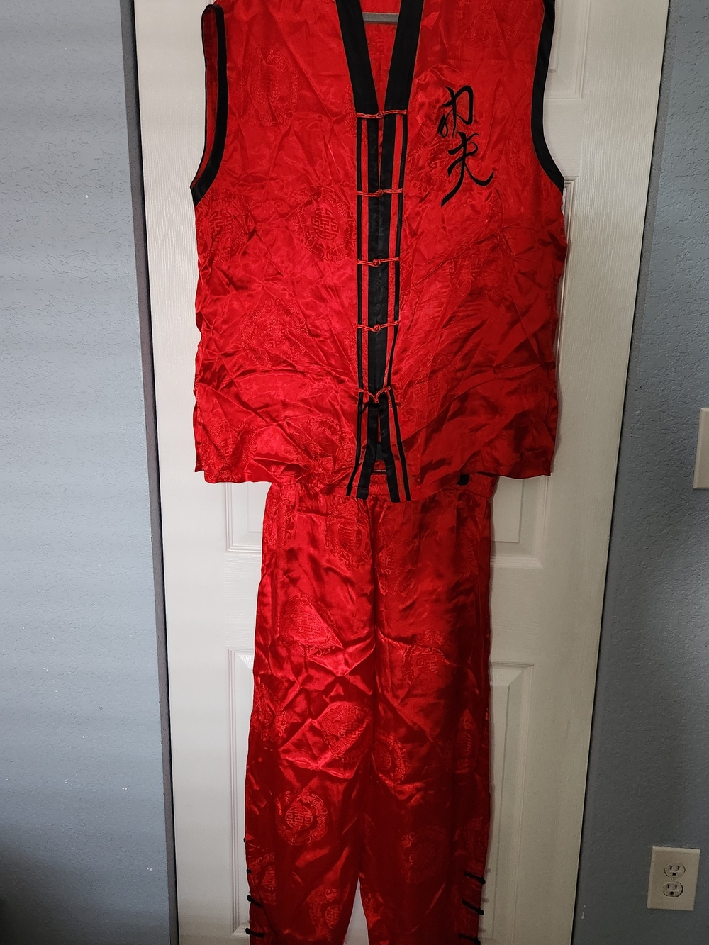 Red Satin Oriental-Inspired Dress Set